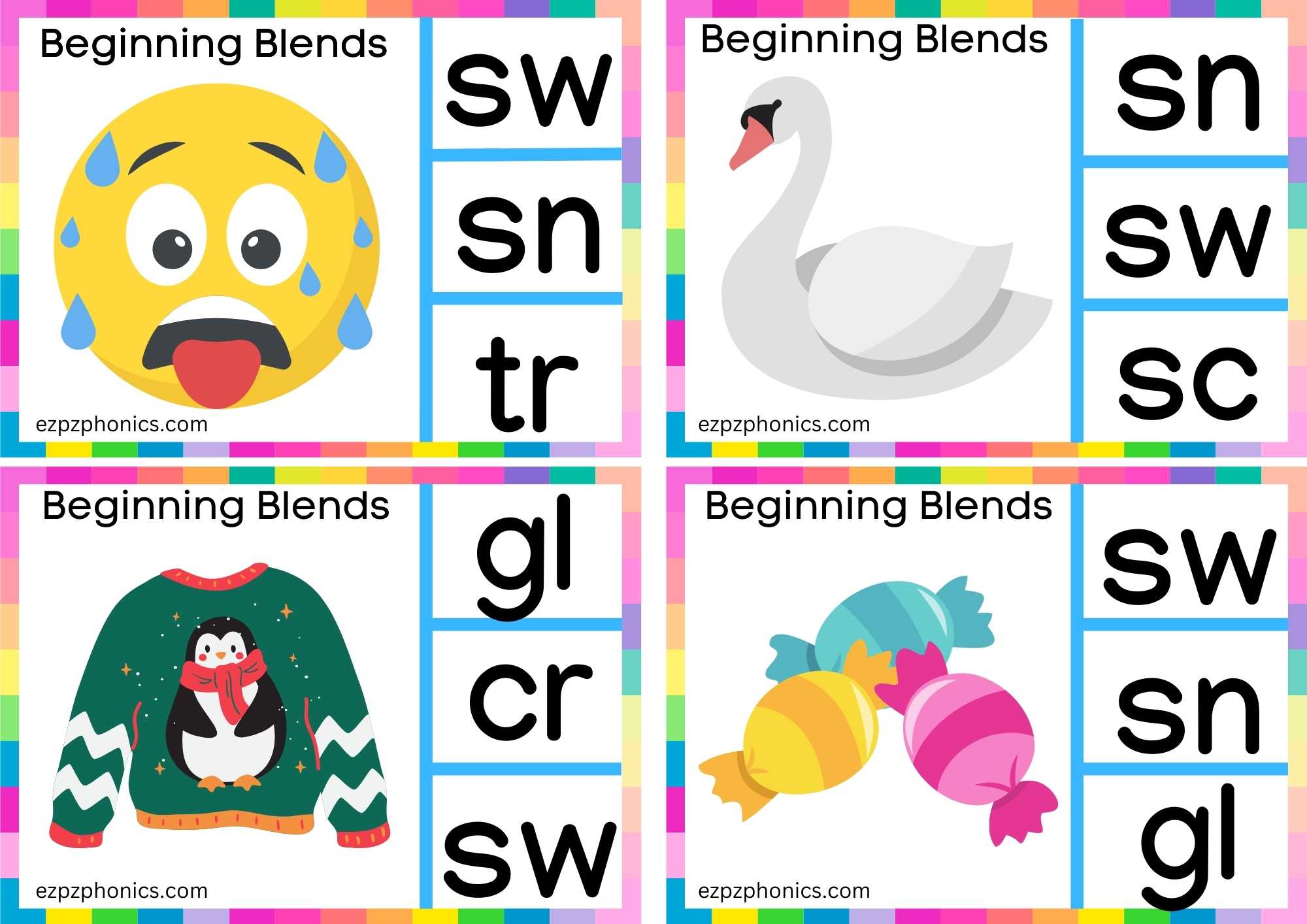 SW Beginning Blends Clip Cards Look At The Images And Clip The Correct Letters Set 2